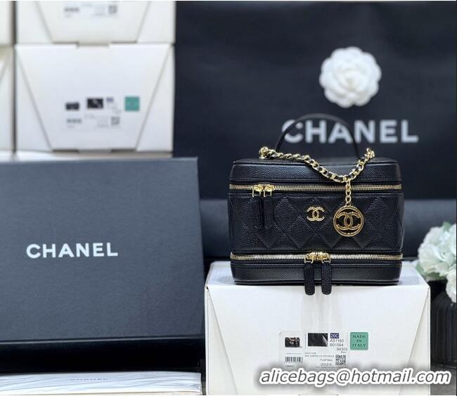 Good Taste Chanel Grained Calfskin Long Vanity with Chain AP4688 Black 2025 Top Quality