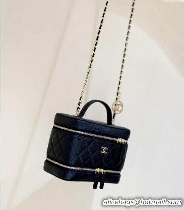 Good Taste Chanel Grained Calfskin Long Vanity with Chain AP4688 Black 2025 Top Quality