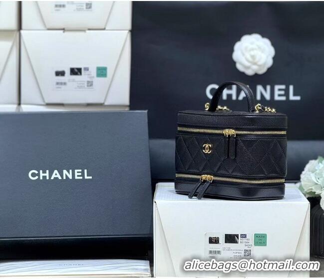 Good Taste Chanel Grained Calfskin Long Vanity with Chain AP4688 Black 2025 Top Quality
