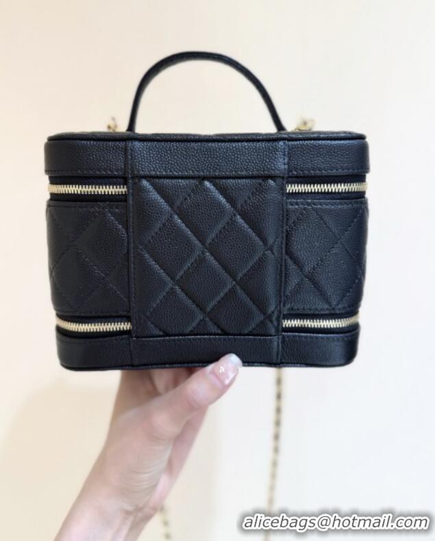 Good Taste Chanel Grained Calfskin Long Vanity with Chain AP4688 Black 2025 Top Quality