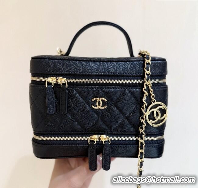 Good Taste Chanel Grained Calfskin Long Vanity with Chain AP4688 Black 2025 Top Quality
