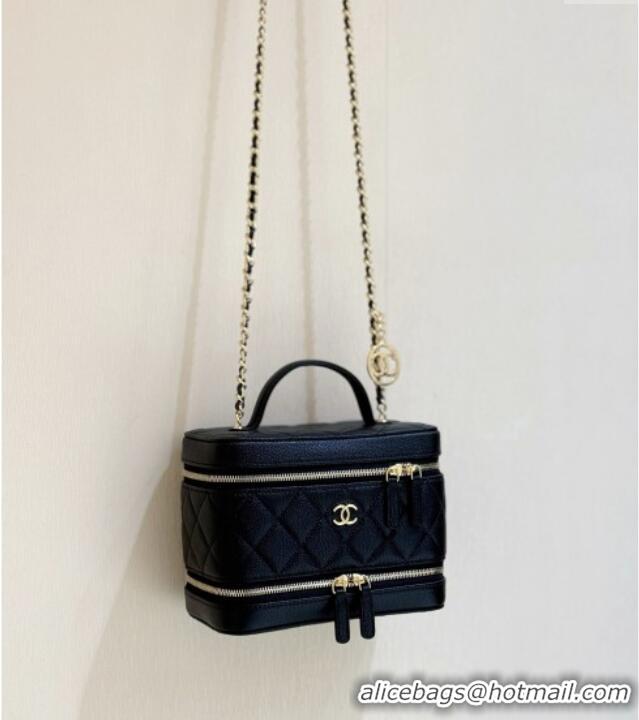 Good Taste Chanel Grained Calfskin Long Vanity with Chain AP4688 Black 2025 Top Quality