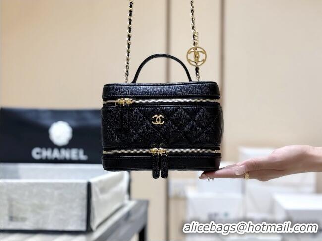 Good Taste Chanel Grained Calfskin Long Vanity with Chain AP4688 Black 2025 Top Quality