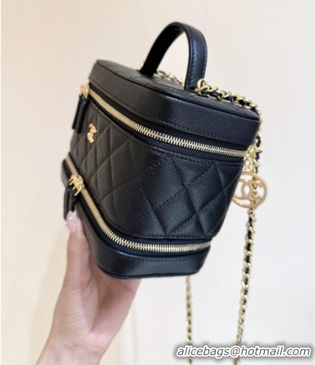 Good Taste Chanel Grained Calfskin Long Vanity with Chain AP4688 Black 2025 Top Quality