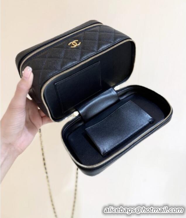 Good Taste Chanel Grained Calfskin Long Vanity with Chain AP4688 Black 2025 Top Quality