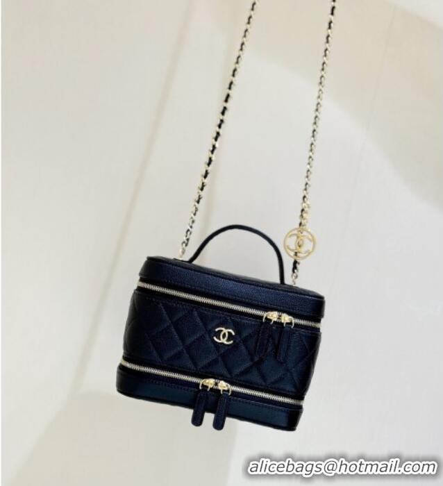 Good Taste Chanel Grained Calfskin Long Vanity with Chain AP4688 Black 2025 Top Quality