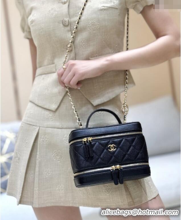 Good Taste Chanel Grained Calfskin Long Vanity with Chain AP4688 Black 2025 Top Quality