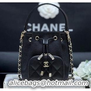 Best Price Chanel Clutch with Chain in Grained Shiny Calfskin AP4775 Black 2025 Top Quality