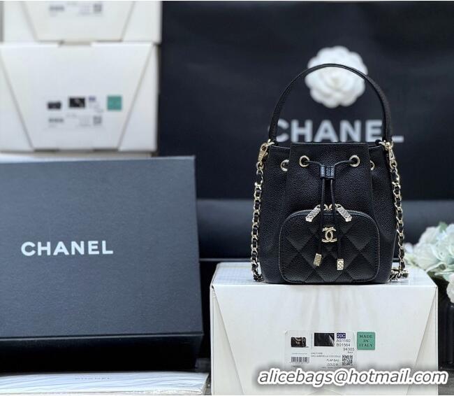 Best Price Chanel Clutch with Chain in Grained Shiny Calfskin AP4775 Black 2025 Top Quality