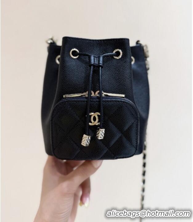 Best Price Chanel Clutch with Chain in Grained Shiny Calfskin AP4775 Black 2025 Top Quality