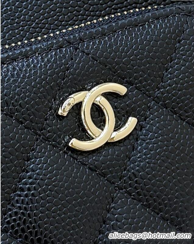 Best Price Chanel Clutch with Chain in Grained Shiny Calfskin AP4775 Black 2025 Top Quality