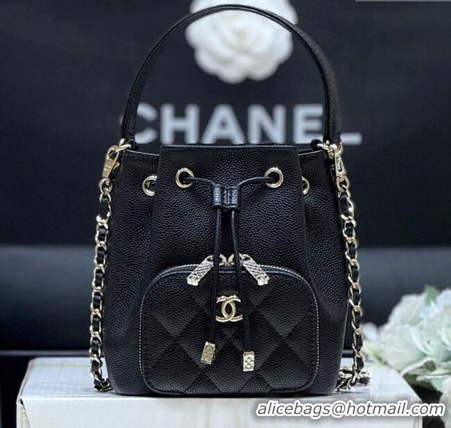 Best Price Chanel Clutch with Chain in Grained Shiny Calfskin AP4775 Black 2025 Top Quality