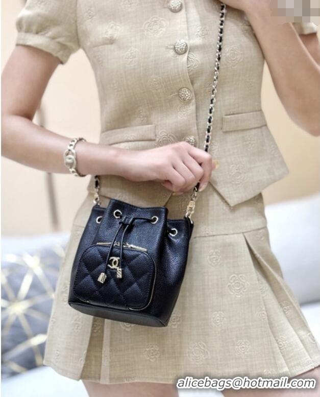 Best Price Chanel Clutch with Chain in Grained Shiny Calfskin AP4775 Black 2025 Top Quality