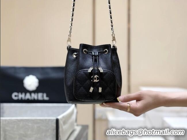 Best Price Chanel Clutch with Chain in Grained Shiny Calfskin AP4775 Black 2025 Top Quality