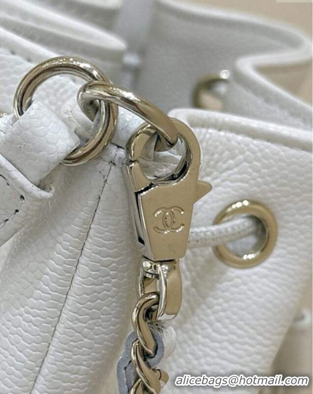 Top Grade Chanel Clutch with Chain in Grained Shiny Calfskin AP4775 White 2025 Top Quality