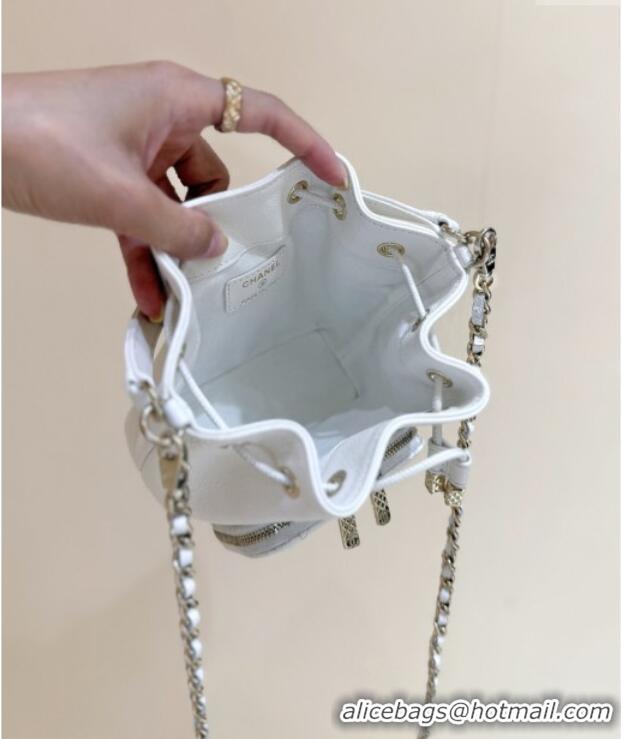 Top Grade Chanel Clutch with Chain in Grained Shiny Calfskin AP4775 White 2025 Top Quality