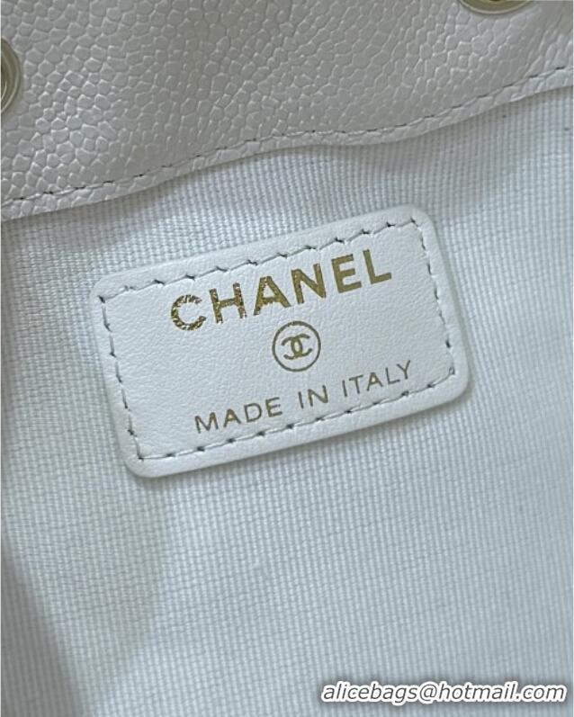 Top Grade Chanel Clutch with Chain in Grained Shiny Calfskin AP4775 White 2025 Top Quality