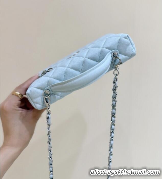 Best Grade Chanel Shiny Grained Calfskin Vanity with Chain and Star AP4854 Light Blue 2025 Top Quality