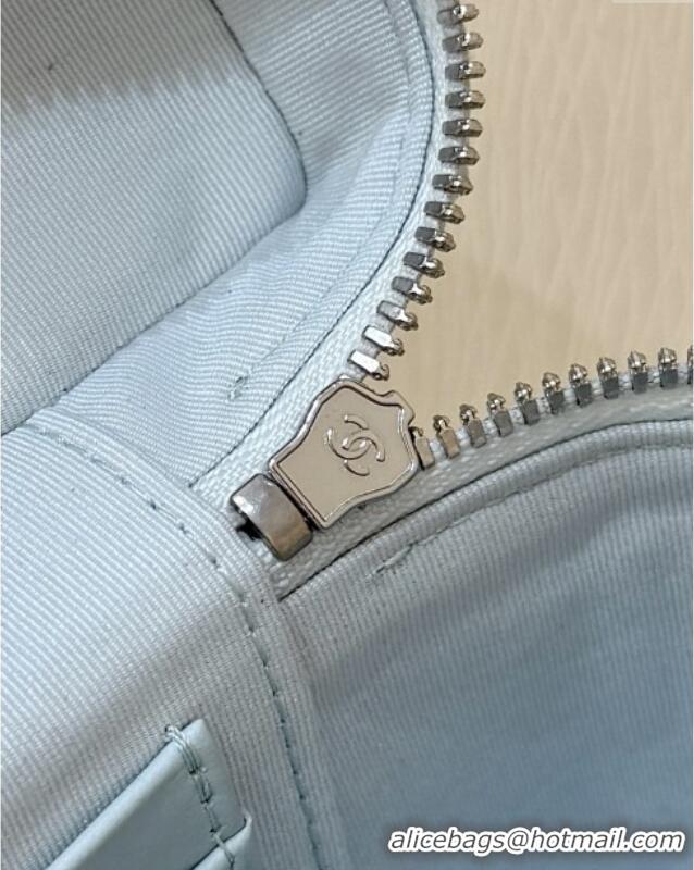 Best Grade Chanel Shiny Grained Calfskin Vanity with Chain and Star AP4854 Light Blue 2025 Top Quality