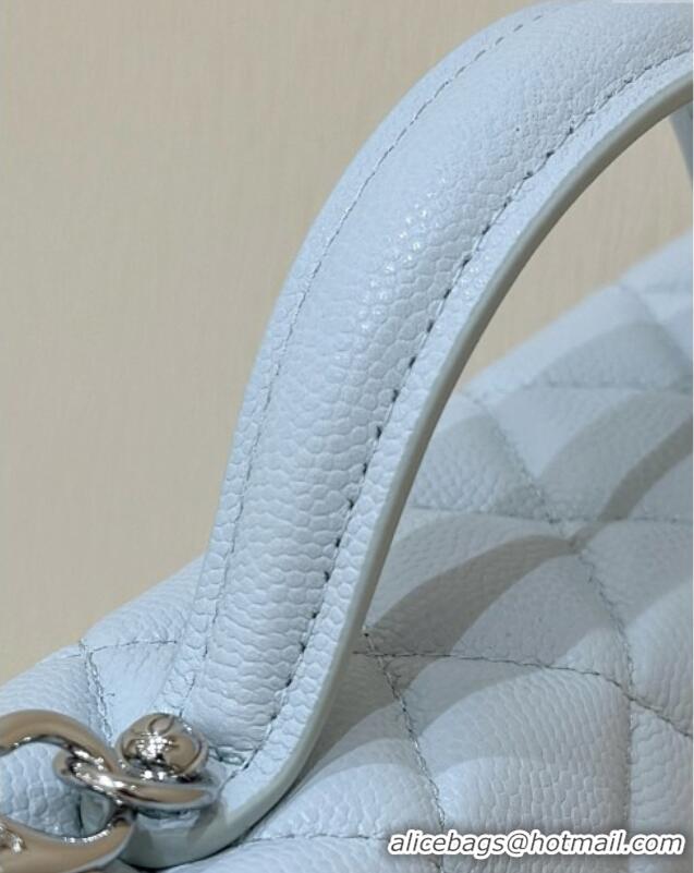 Best Grade Chanel Shiny Grained Calfskin Vanity with Chain and Star AP4854 Light Blue 2025 Top Quality