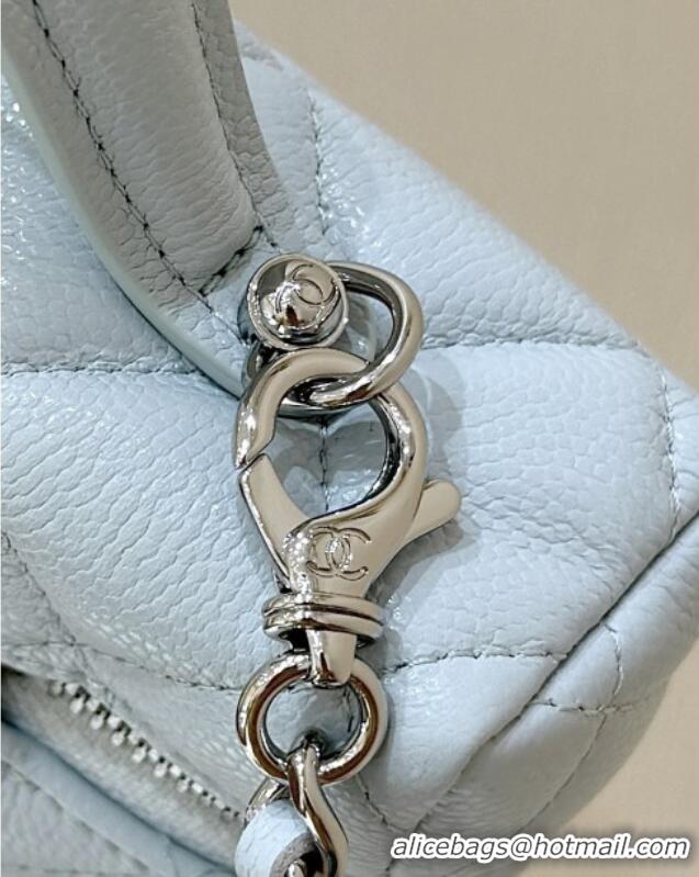 Best Grade Chanel Shiny Grained Calfskin Vanity with Chain and Star AP4854 Light Blue 2025 Top Quality