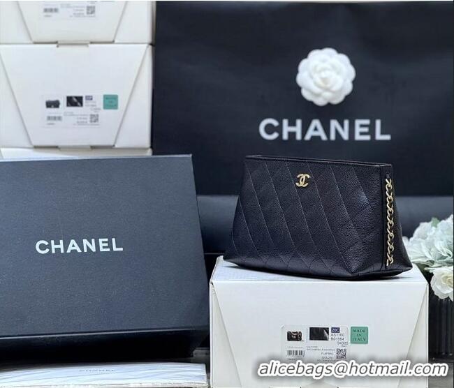 Buy Discount Chanel Pouch in Grained Shiny Calfskin AP4700 Black 2025 Top Quality