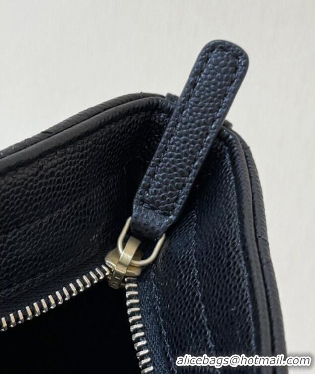 Buy Discount Chanel Pouch in Grained Shiny Calfskin AP4700 Black 2025 Top Quality