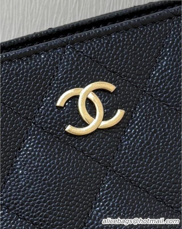 Buy Discount Chanel Pouch in Grained Shiny Calfskin AP4700 Black 2025 Top Quality