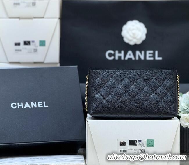 Buy Discount Chanel Pouch in Grained Shiny Calfskin AP4700 Black 2025 Top Quality