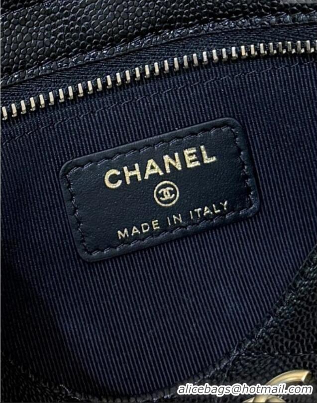 Buy Discount Chanel Pouch in Grained Shiny Calfskin AP4700 Black 2025 Top Quality