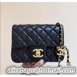 Best Price Chanel Shiny Lambskin Mini Square Flap Bag with CC Chain AS5758 Black 2025 Top Quality