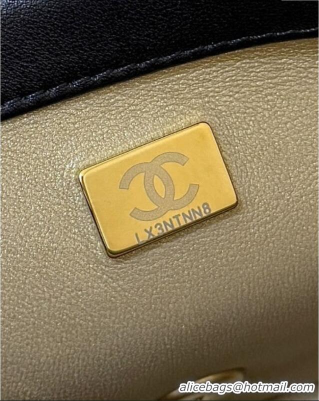 Best Price Chanel Shiny Lambskin Mini Square Flap Bag with CC Chain AS5758 Black 2025 Top Quality
