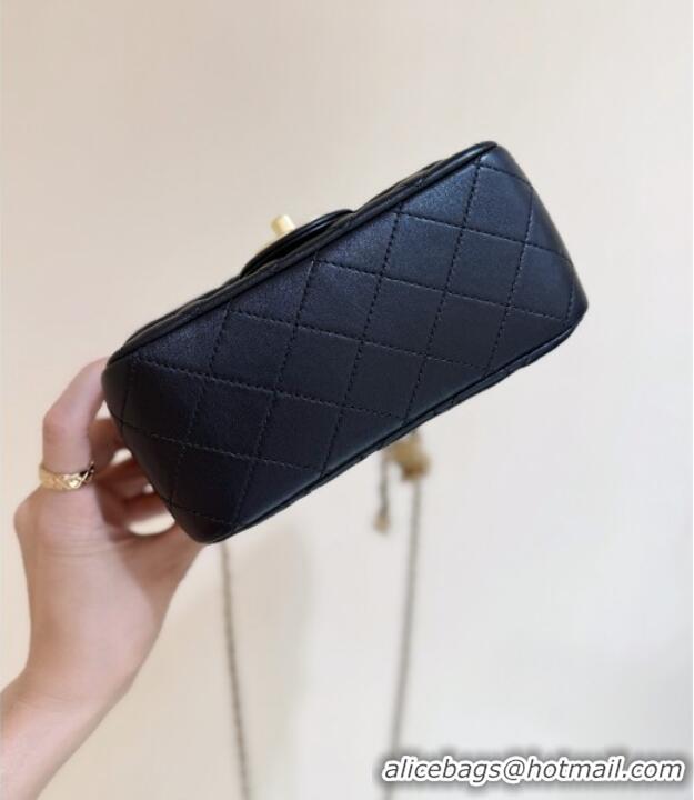 Best Price Chanel Shiny Lambskin Mini Square Flap Bag with CC Chain AS5758 Black 2025 Top Quality