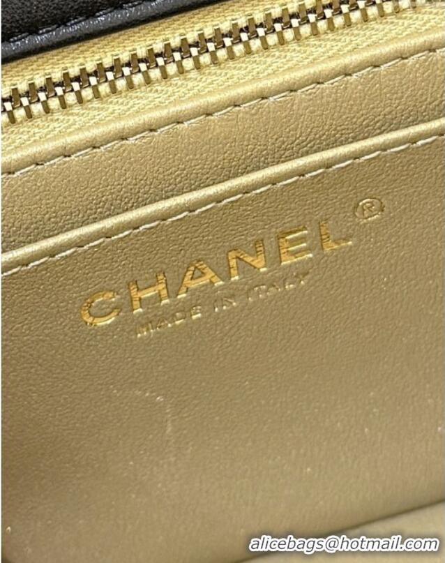 Best Price Chanel Shiny Lambskin Mini Square Flap Bag with CC Chain AS5758 Black 2025 Top Quality
