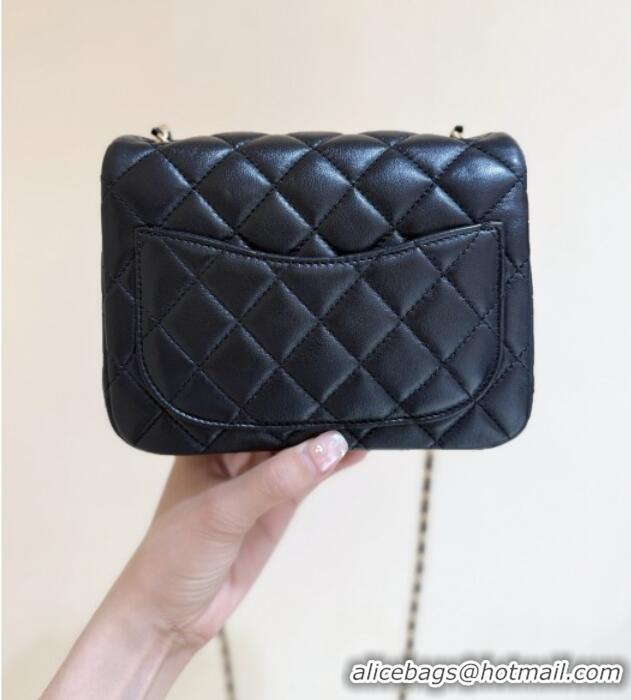 Best Price Chanel Shiny Lambskin Mini Square Flap Bag with CC Chain AS5758 Black 2025 Top Quality