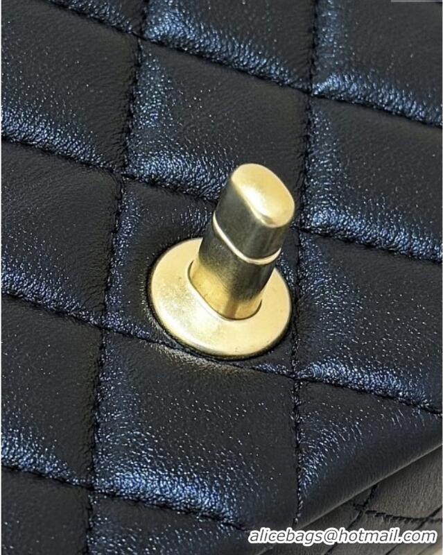 Best Price Chanel Shiny Lambskin Mini Square Flap Bag with CC Chain AS5758 Black 2025 Top Quality