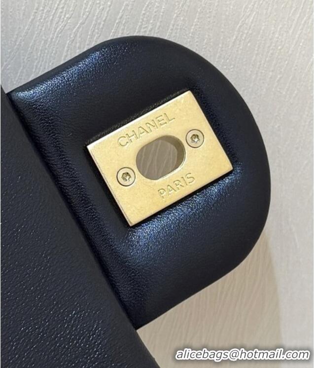 Best Price Chanel Shiny Lambskin Mini Square Flap Bag with CC Chain AS5758 Black 2025 Top Quality