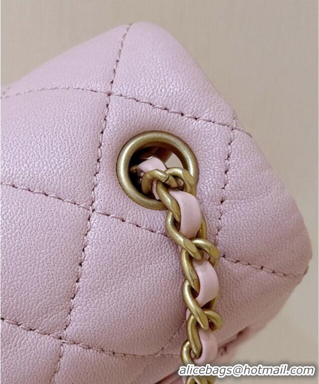 Well Crafted Chanel Shiny Lambskin Mini Square Flap Bag with CC Chain AS5758 Pink 2025 Top Quality