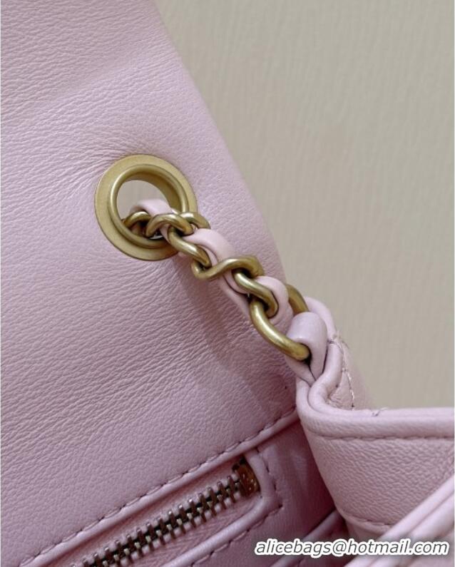 Well Crafted Chanel Shiny Lambskin Mini Square Flap Bag with CC Chain AS5758 Pink 2025 Top Quality