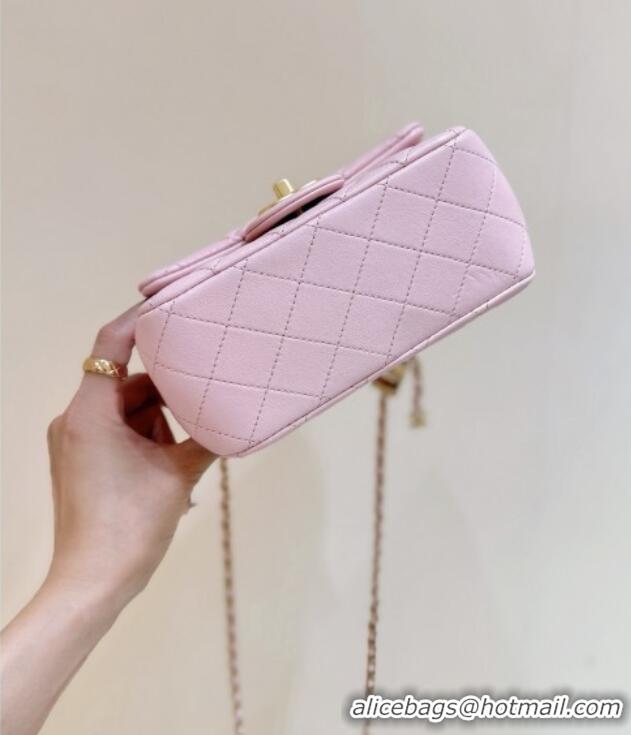 Well Crafted Chanel Shiny Lambskin Mini Square Flap Bag with CC Chain AS5758 Pink 2025 Top Quality