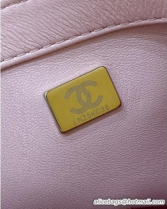 Well Crafted Chanel Shiny Lambskin Mini Square Flap Bag with CC Chain AS5758 Pink 2025 Top Quality