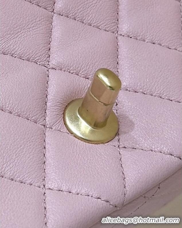 Well Crafted Chanel Shiny Lambskin Mini Square Flap Bag with CC Chain AS5758 Pink 2025 Top Quality