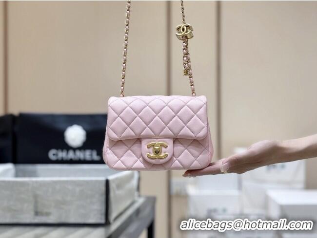 Well Crafted Chanel Shiny Lambskin Mini Square Flap Bag with CC Chain AS5758 Pink 2025 Top Quality