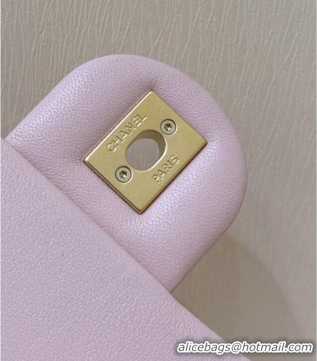 Well Crafted Chanel Shiny Lambskin Mini Square Flap Bag with CC Chain AS5758 Pink 2025 Top Quality