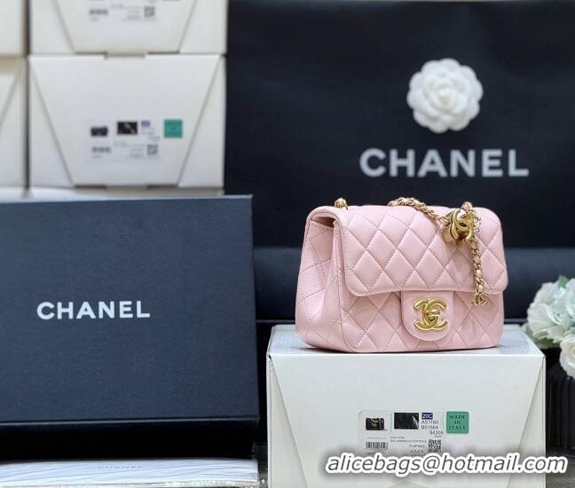 Well Crafted Chanel Shiny Lambskin Mini Square Flap Bag with CC Chain AS5758 Pink 2025 Top Quality