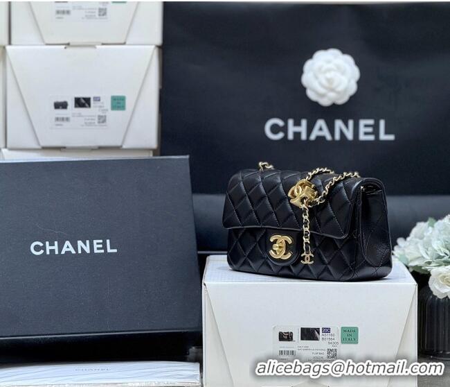 Modern Classic Chanel Shiny Lambskin Mini Flap Bag with CC Chain AS5759 Black 2025 Top Quality