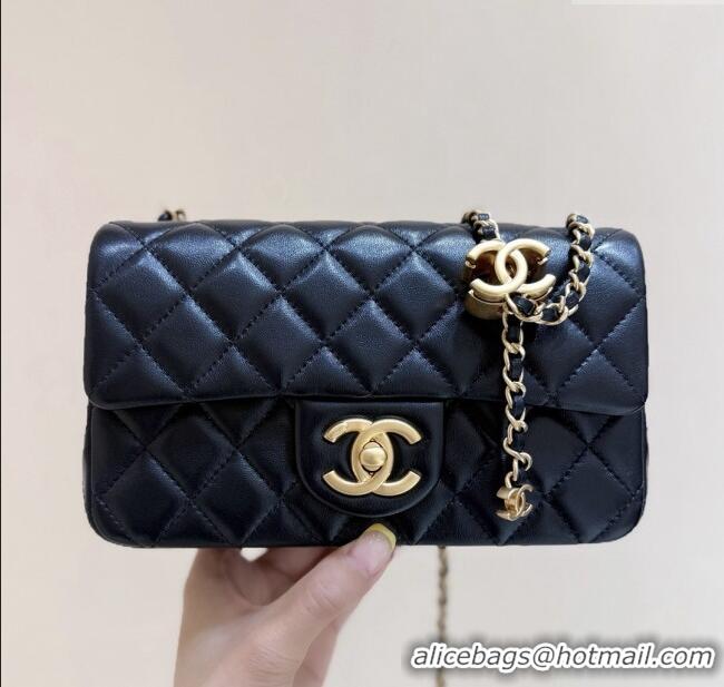 Modern Classic Chanel Shiny Lambskin Mini Flap Bag with CC Chain AS5759 Black 2025 Top Quality