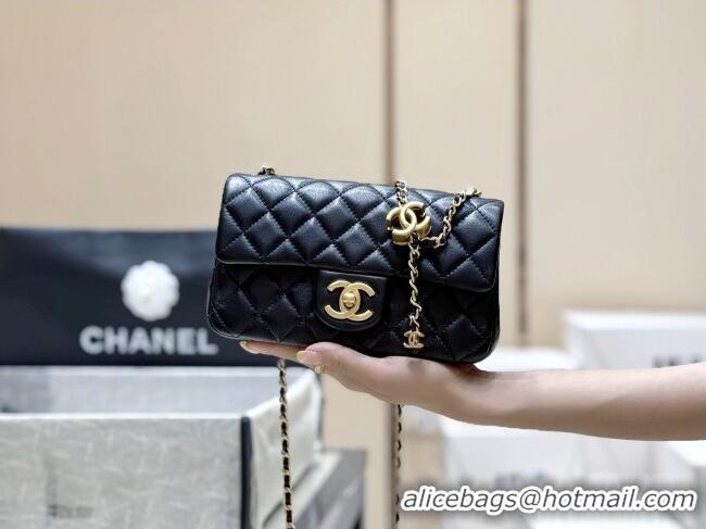 Modern Classic Chanel Shiny Lambskin Mini Flap Bag with CC Chain AS5759 Black 2025 Top Quality