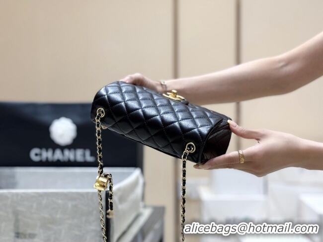 Modern Classic Chanel Shiny Lambskin Mini Flap Bag with CC Chain AS5759 Black 2025 Top Quality