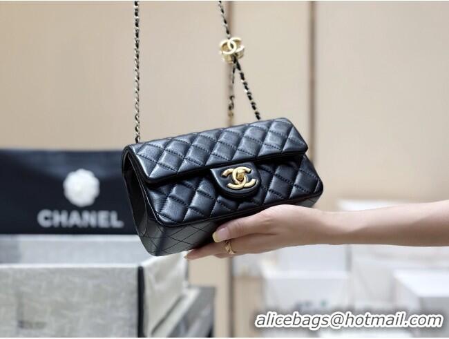 Modern Classic Chanel Shiny Lambskin Mini Flap Bag with CC Chain AS5759 Black 2025 Top Quality